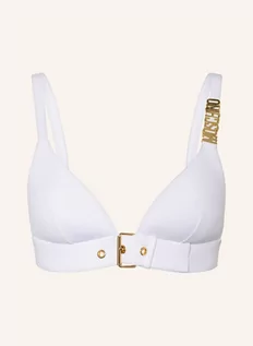 Stroje kąpielowe - Moschino Góra Od Bikini Bustier Golden Buckle weiss - grafika 1