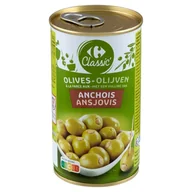 Warzywa w marynacie - Carrefour Classic Zielone oliwki Manzanilla nadziewane pastą z anchois 350 g - miniaturka - grafika 1