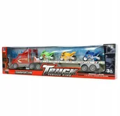 Samochody i pojazdy dla dzieci - CIĘŻARÓWKA LAWETA Z MOTOCYKLAMI RÓŻNE KOLORY - miniaturka - grafika 1