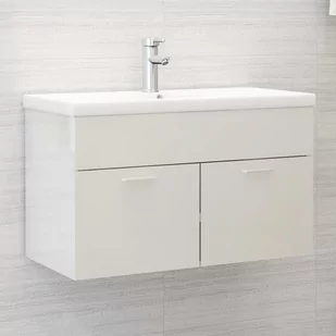 vidaXL vidaXL Szafka pod umywalkę, biała, wysoki połysk, 80x38,5x46 cm, płyta - Szafki łazienkowe - miniaturka - grafika 1