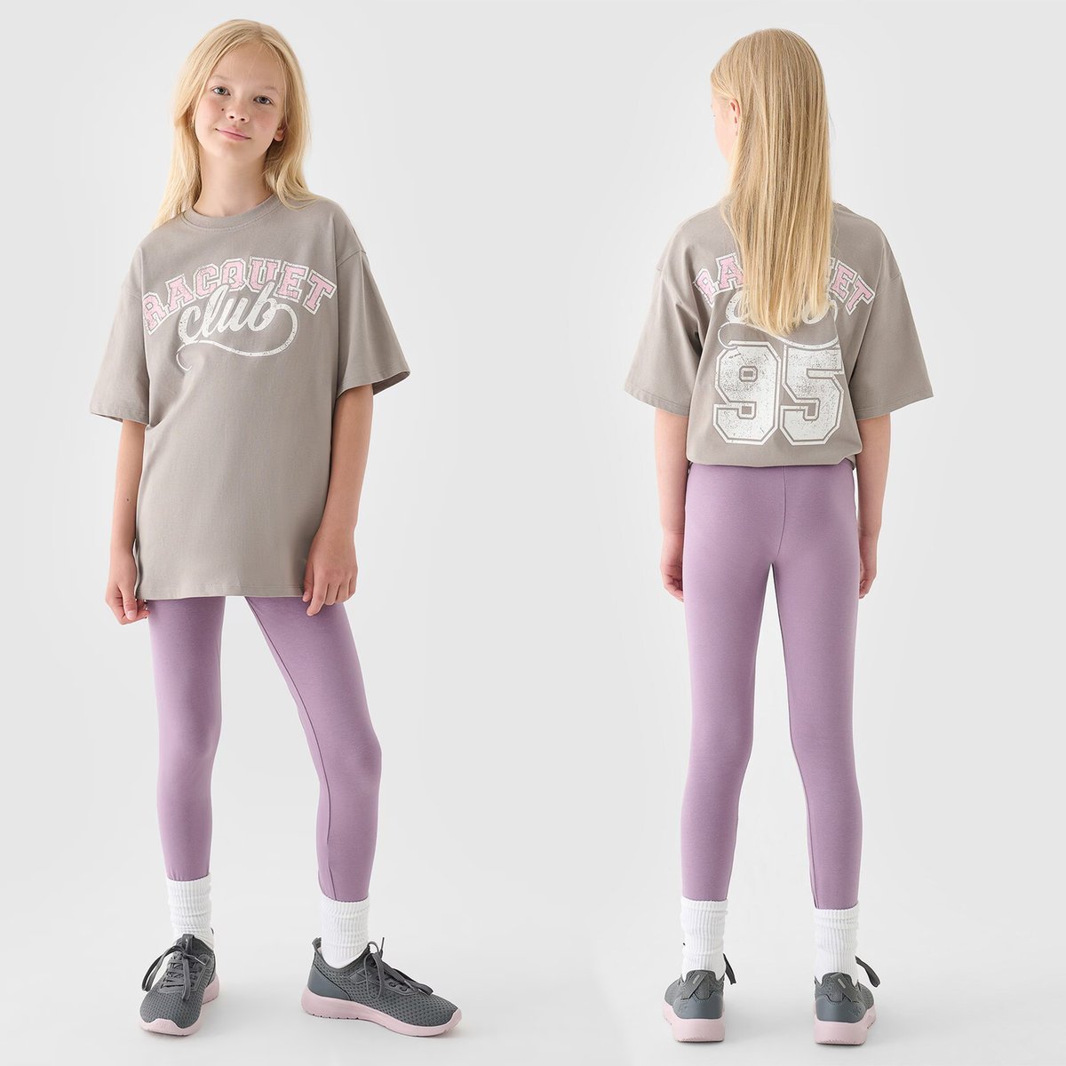 Legginsy Dziewczęce Spodnie 4F Dzianinowe Fioletowe 4FJRAW24TTIGF239 134 Fioletowy