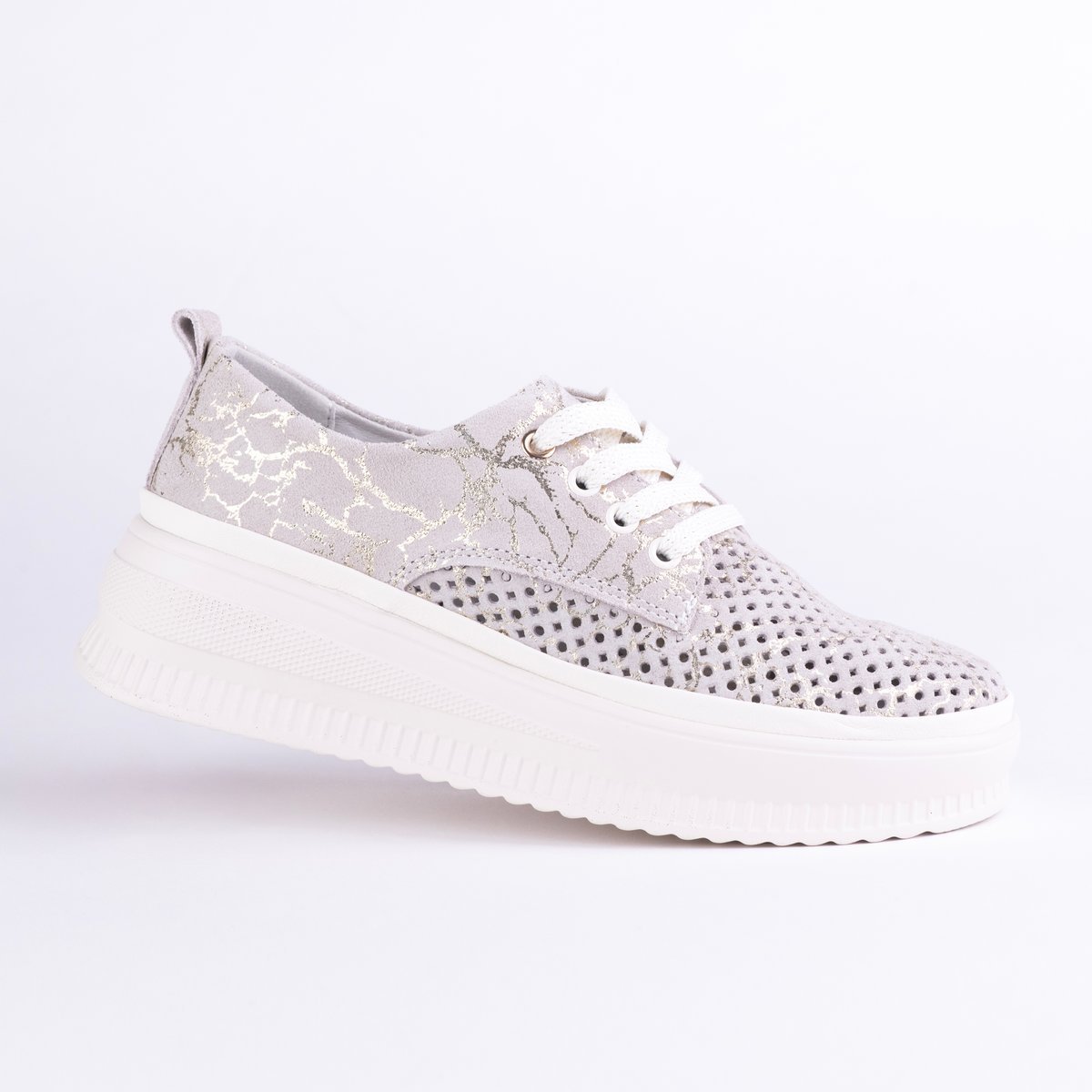 Półbuty damskie sportowe GOODIN GD-XF-240 ażurowe skóra lekkie złote 38