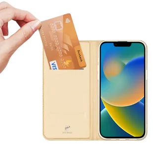 Dux Ducis Skin Pro kabura etui pokrowiec z klapką iPhone 14 Max złoty - Etui i futerały do telefonów - miniaturka - grafika 2