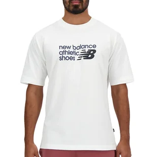 Koszulka New Balance MT41524WT - biała - Koszulki sportowe męskie - miniaturka - grafika 1