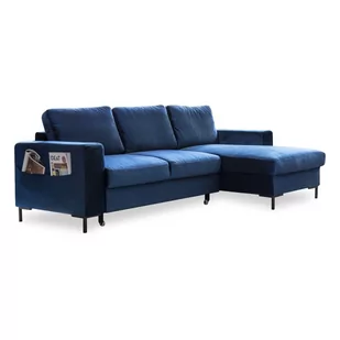 Granatowy aksamitny narożnik rozkładany Miuform Lofty Lilly, prawostronny - Narożniki - miniaturka - grafika 1