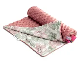 Koce i narzuty dla dzieci - Sensillo lekki kocyk minky 75 x 100 retro róż palmy - miniaturka - grafika 1
