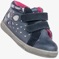 Botki damskie - Botki Dziewczęce Na Rzepy Buty Ocieplane Granatowe American Club 126-105A15A 26 Granatowy - miniaturka - grafika 1