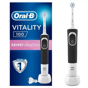 Braun Oral-B szczoteczka elektryczna Vitality D100 SENSI UltraThin - black (czarna) - D100.413.1 /OUTLET/  - uszkodzone/wgniecione opakowanie zewnętrzne (pudełko) - AGD OUTLET - miniaturka - grafika 1