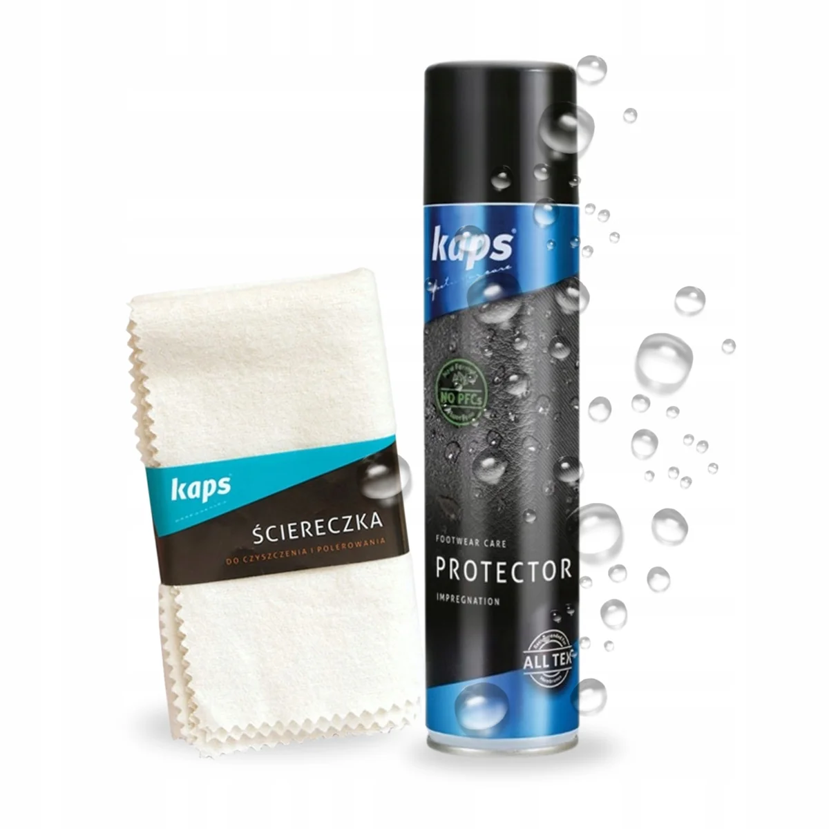 Ściereczka do Butów i Uniwersalny Impregnat Spray Zestaw 2w1 Kaps