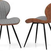 Krzesła - Zestaw 2 Krzeseł do Jadalni, Krzesło Kuchenne z Ergonomicznym Oparciem, Metalowe Nogi, Nowoczesne Krzesło do Salonu, Wysokość Siedziska 48 cm - miniaturka - grafika 1