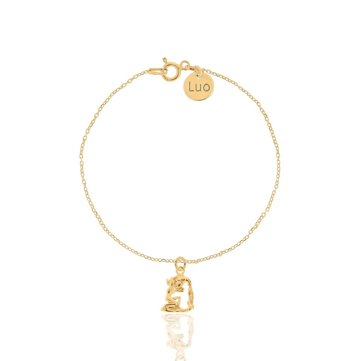 Bransoletka srebrna pozłacana ze znakiem zodiaku Wodnik