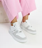Sneakersy damskie - Biało-szare sneakersy na platformie Negisti-39 - miniaturka - grafika 1