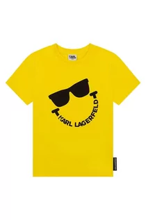 Koszulki i topy damskie - Karl Lagerfeld Lagerfeld Lagerfeld t-shirt bawełniany dziecięcy kolor żółty z nadrukiem - grafika 1