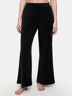 Piżamy damskie - Triumph Spodnie piżamowe Sensual Velour 10225077 Czarny Wide Leg - miniaturka - grafika 1