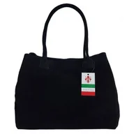 Torebki damskie - Duża włoska torba XL- A4 , worek na ramię , zamsz naturalny Vera Pelle ,Czarna WGXL5N - miniaturka - grafika 1