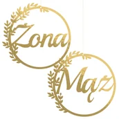 Wyposażenie pokoiku dziecięcego - Łapacz Dekoracyjny Na Ślub Mąż Żona Baner Z Napisem Obręcze Do Dekoracji - miniaturka - grafika 1