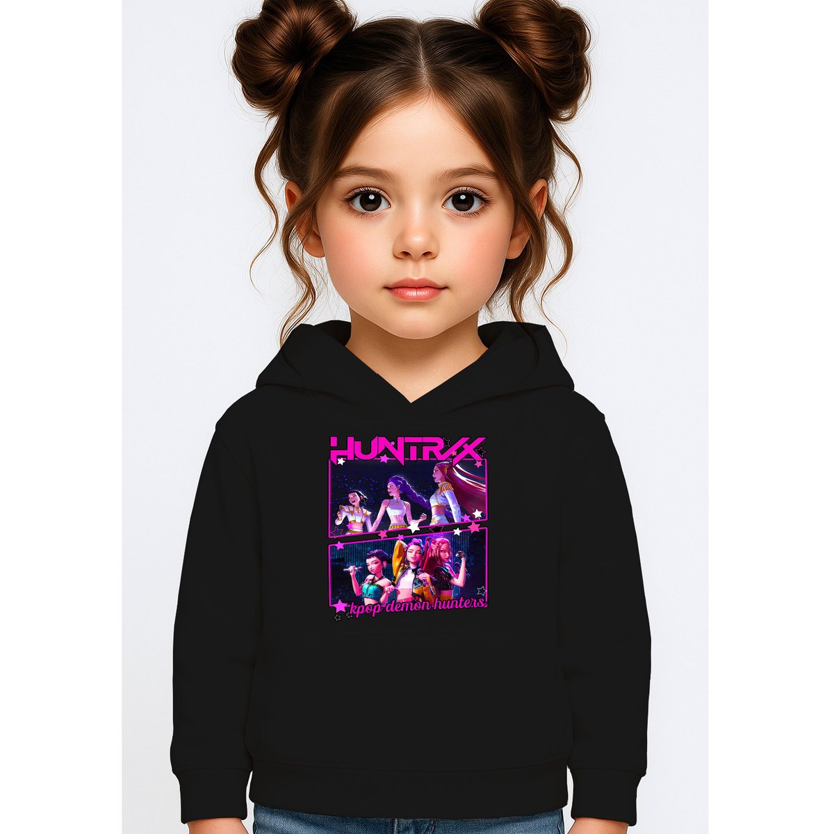 BLUZA DZIECIĘCA KPOP DEMON HUNTERS HUNTRIX 110-116 Z KAPTUREM BAWEŁNIANA