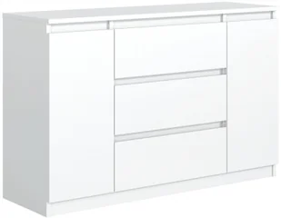 Nowoczesna Komoda 120CM 2 Drzwi 3 Szuflady Biała Do Salonu Sypialni - Komody - miniaturka - grafika 1