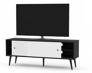 Drewniana Szafka Rtv Sonorous Retro Rtra-140-Blk-Wht  Szerokość 140 Cm - Szafki RTV - miniaturka - grafika 1