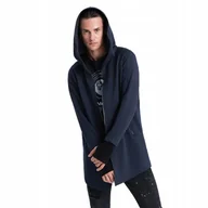 Bluzy męskie - Dłuższa bluza męska rozpinana z obszernym kapturem PRAGA granat B1369 XXL - miniaturka - grafika 1