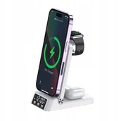 Ładowarki do telefonów - ŁADOWARKA INDUKCYJNA Z ZEGARKIEM STACJA ŁADUJĄCA DO IPHONE APPLE WATCH - miniaturka - grafika 1