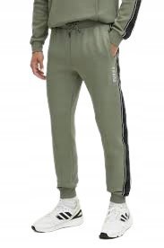 GUESS KHAKI SPODNIE DRESOWE Z LAMPASAMI I MANKIETAMI M 2DA