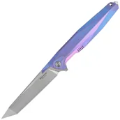 Noże - Nóż składany RikeKnife Framelock Blue Titanium, Bead Blast / Satin M390 (RK1707T-B) - miniaturka - grafika 1