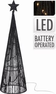 KMTP Piramida świąteczna z gwiazdą 10LED 40cm czarna K-AMY100390 - Ozdoby bożonarodzeniowe - miniaturka - grafika 1