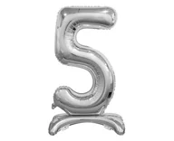 Balony i akcesoria - Godan Balon foliowy cyfra 5 srebrna - 74 cm BC-ASS5 - miniaturka - grafika 1