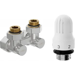 Mexen G04 zestaw termostatyczny dwururowy DN50, kątowy 1/2"x16 mm, nikiel - W911-016-948-01 - Zawory i kraniki - miniaturka - grafika 1