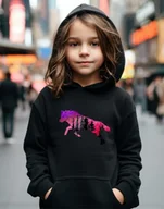 Bluzy dla dziewczynek - Bluza dla dziewczynki czarna z wilkiem - miniaturka - grafika 1