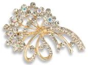 Broszki - Broszka Damska Złota Bukiet Z Cyrkoniami - miniaturka - grafika 1