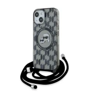 Etui i futerały do telefonów - Etui Karl Lagerfeld IML Crossbody Monogram Karl & Choupette Head MagSafe na iPhone 15 / 14 / 13 - czarne - miniaturka - grafika 1