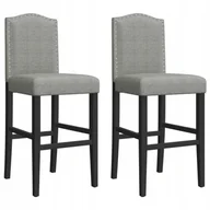 Taborety i hokery - Krzesła barowe, 2 szt., lite drewno kauczukowe i tkanina - miniaturka - grafika 1