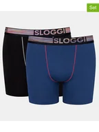 Majtki męskie - Sloggi Bokserki (2 pary) w kolorze niebieskim i czarnym - miniaturka - grafika 1