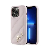 Etui i futerały do telefonów - Karl Lagerfeld Diagonal Quilted Script - Etui iPhone 14 Pro Max (różowy) - miniaturka - grafika 1