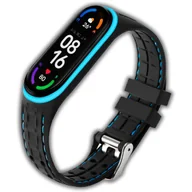 Akcesoria do smartwatchy - Opaska pasek sportowy Vanfone do Xiaomi Mi Band 5/6, Amazfit Band 5, czarno-niebieski - miniaturka - grafika 1