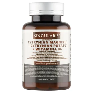 Singularis Superior Cytrynian Magnezu + Cytrynian Potasu + Witamina B6, suplement diety, 60 kapsulek Duży wybór produktów |  od 199.99zł | Szybka wysyłka do 2 dni roboczych! | 3651621 - Stawy, mięśnie, kości - miniaturka - grafika 1