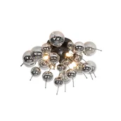 Oprawy, klosze i abażury - QAZQA Lampa sufitowa czarna z przydymionym szkłem 50 cm 4-punkty - Explode - miniaturka - grafika 1