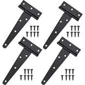 Zawiasy, okucia i inne akcesoria - 5-calowe czarne zawiasy typu T ze śrubami, wytrzymałe zawiasy drzwiowe do okien, ogrodzeń i szop - miniaturka - grafika 1