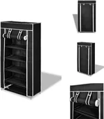 Szafki na buty - Szafka na buty Półka na buty 5 warstw 58 x 28 x 106 cm Czarny - Stojaki i szafki na buty - miniaturka - grafika 1
