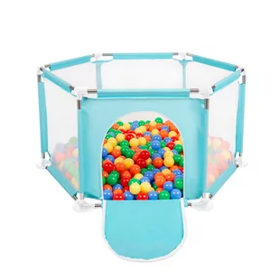 Selonis Sześciokąt składany KS-100X z piłeczkami 6cm miętowy: żółty-zielony-niebieski-czerwony-pomarańcz 63x64/400piłek - Maty edukacyjne - miniaturka - grafika 1