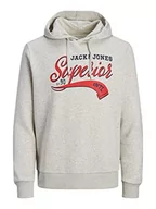 Bluzy męskie - Bestseller A/S Męska bluza z kapturem JJELOGO Sweat Hood 2 COL 23/24 NOOS, biały melanż, XXL, bia?y melan?, XXL - miniaturka - grafika 1