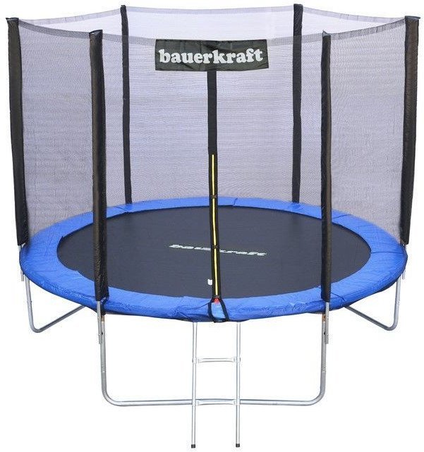 TRAMPOLINA BAUERKRAFT Z SIATKĄ ORAZ DRABINKĄ 244-252CM