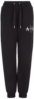 Spodnie damskie - Armani Exchange Damskie spodnie dresowe French Terry Logo Joggers, czarny, XL - grafika 1