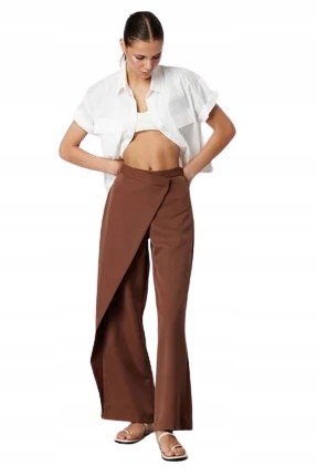 TRENDYOL BRĄZOWE SPODNIE PALAZZO O RÓWNYM FASONIE NA CO DZIEŃ 36 5AA