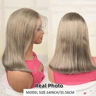 Pozostałe akcesoria fryzjerskie - TEMU Blond Szara Bob Peruka z Przedłużeniem 13x4 HD Prosta Ash 14A Klasa Oddychająca Linia Włosów Naturalny Wygląd Brazylska Party Wakacje Cosplay - miniaturka - grafika 1