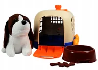 Maskotki i pluszaki - PIESEK MASKOTKA PSA Z TRANSPORTEREM ZESTAW DO PIELĘGNACJI ZABAWKA - miniaturka - grafika 1