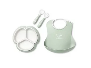BABYBJORN - Zestaw do karmienia Mealtime - Powder Green one size - Zestawy naczyń dla dzieci - miniaturka - grafika 1