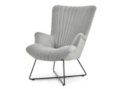 Fotele - AKSAMITNY FOTEL NELL JASNOSZARY Z CZARNĄ DRUCIANĄ PODSTAWĄ - miniaturka - grafika 1